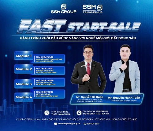 Chương trình đào tạo & huấn luyện thực chiến đặc biệt từ SSM TRAINING HUB - dành riêng cho Sale Bất Động Sản dưới 6 tháng kinh nghiệm